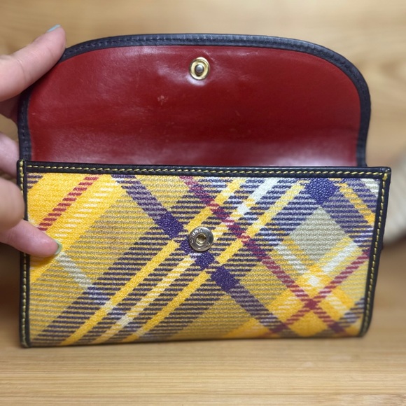 Dooney & Bourke Yellow Tartan Plaid Long Wallet, Vintage - Picture 4 of 13